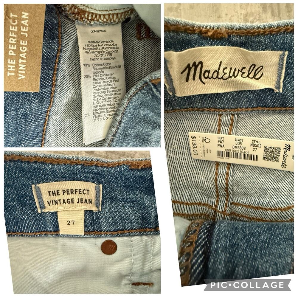 Madewell Perfect Vintage Jean High Rise Straight Finney Women’s 27 ND502 NEW - Picture 7 of 7